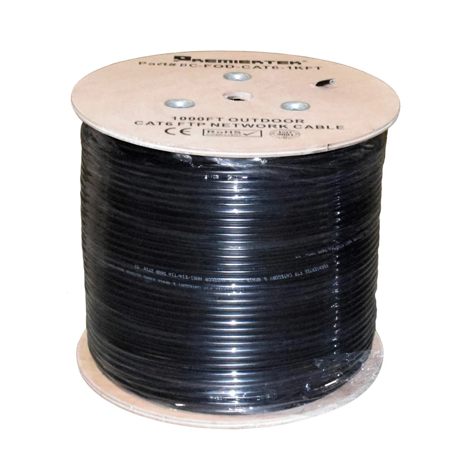 Cable de cobre puro FTP CAT6 1000 FT blindado exterior 23 AWG sólido entierro directo UV  Foto 3 de 4