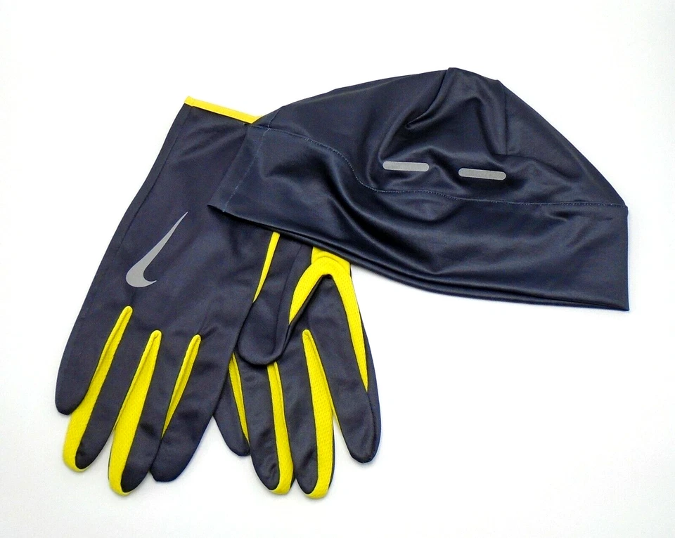 Nike Hat and Gloves Set Men's L/XL Dri-Fit Running Gridiron/Bright Citron/Silver - Image 2 of 4