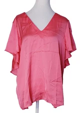 Ruby Ribbon Women's Lightweight Flutter Sleeve V-Neck Top Shirt Blouse Pink M