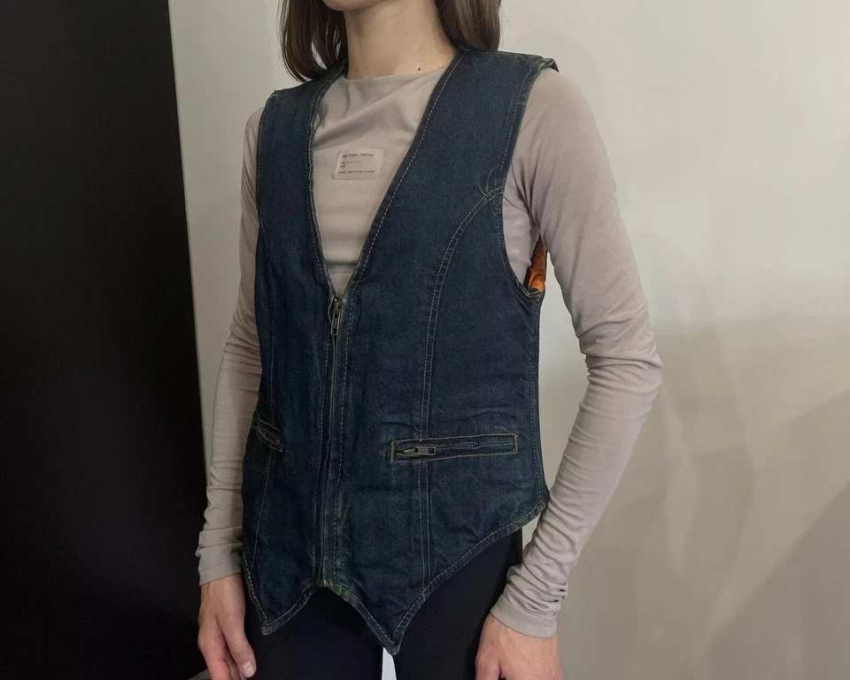 Chaqueta vaquera de mezclilla azul Milwaukee Performance chaleco de motocicleta para mujer Foto 2 de 4