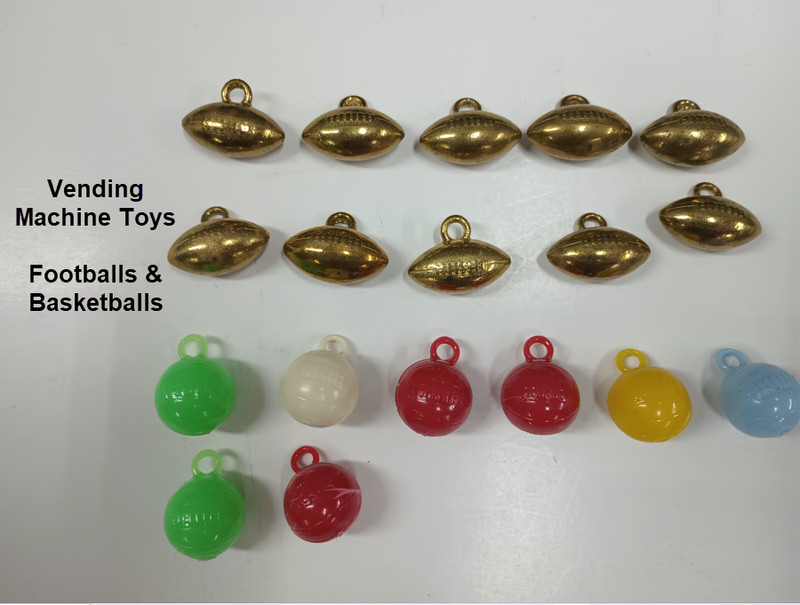 1980s Vending Machine Toy Assortment - Footballs & Basketballs – Lot of 18