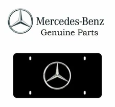  Mercedes-Benz Genuine 3D Chrome Star Black Stainless Steel License Plate Marque