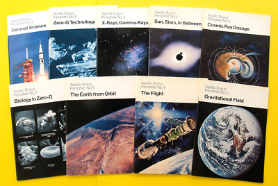 9 NASA APOLLO-SOYUZ BOOKLETS 1977 COMPLETE NEVER USED #1-9 US & SOVIET HANDSHAKE