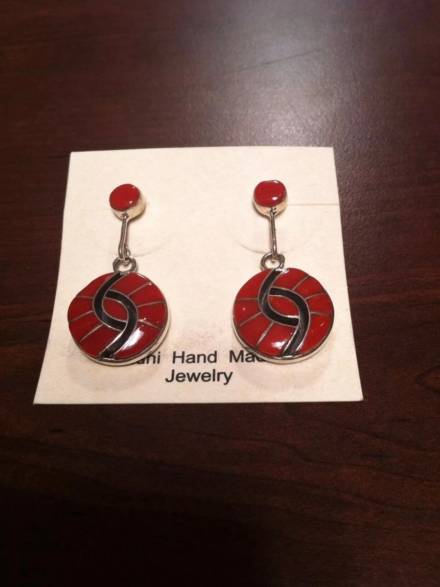 Amy Quandelacy Native American Zuni Inlay Oxblood Coral Sterling