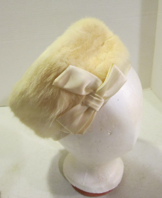 Vint pastel yellow angora fur Joy Dorcey New York hat - size  display picture 2