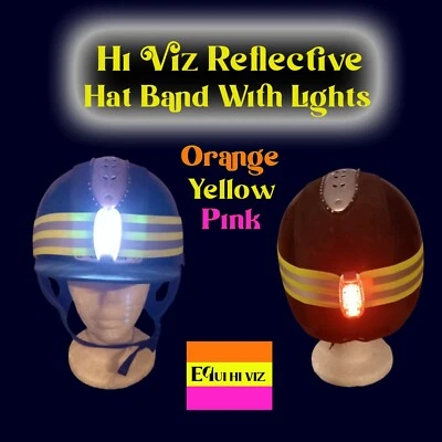 EQUI HI VIZ Reithut Hi Viz fluoreszierend Hutband mit Lichtern orange gelb pink Reitsport