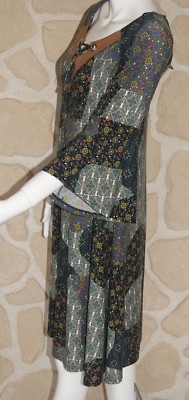 Robe ballon noire. Pastilles marron. Imprimé, élégante, couture