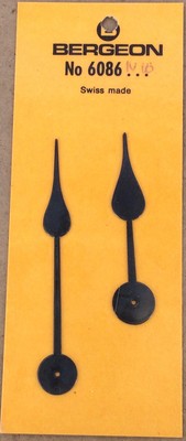 Nos New [1 Set = 2 Hands ] Bergeon 6086 N16 Wall Clock Schwarz  UhrSchwarz