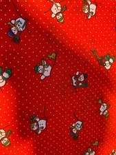 Cotton Fabric, Snowman, 9"x22", Fat Eighth, red with white polka dots, Christmas