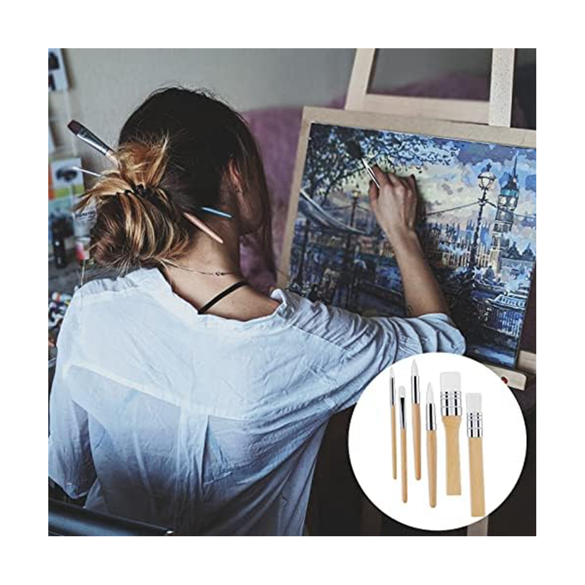 6PCS Paintbrush Set, Nylon Paint Brushes Different Shape Painting Brush