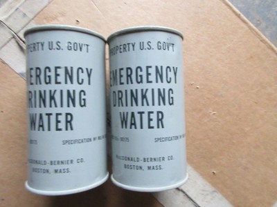 2 Vintage 1950 S Us Government Emergency Drinking Water Cans Sealed Collectibles Militaria