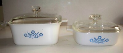 Vintage Corning Ware A981 Starter Set Baking Dish & Saucepan-Blue Cornflower NEW