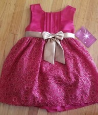 New GIRLS Princess Faith Red Gold Lace Satin Holiday Christmas Dress 6x