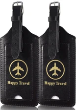 Gostwo 2 Pack "Happy Travel" Luggage Tags - Black