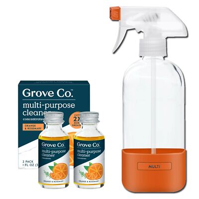 Grove Co. Multi-Purpose Cleaner, Refill Concentrate (2 x 1 Oz) + Glass Spray ...