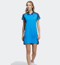 ADIDAS GOLF LADIES BLUE RUSH SHORT SLEEVE COLOURBLOCK GOLF DRESS WITH SHORT, M