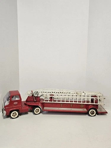 1960s Tonka Red Ladder Fire Truck with two Metal Ladders