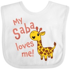 Inktastic My Saba Loves Me- Cute Giraffe Baby Bib Giraffes Grandpa Grandfather