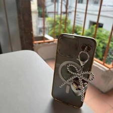 Y2K Simple Bow Heart Keychain Ins Style Beaded Bowknot Keyring Bag Pendant
