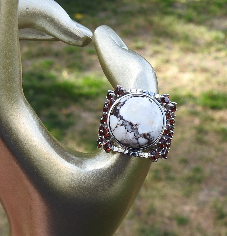 Designer NF Thailand 925 Sterling Silver Wild Horse Garnet Ring Size 6 19.4g