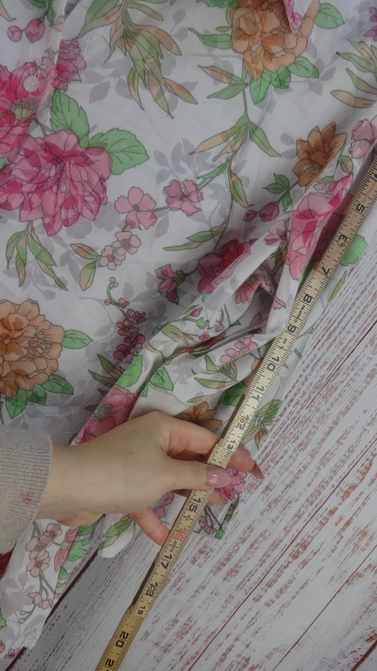 Camisa floral Kim Rogers para mujer XL manga 3/4 transparente con botones mezcla de algodón Foto 4 de 4