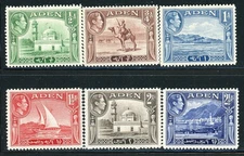 ADEN 16-21 SG16-21 MH 1939-1948 KGVI Definitive short set of 6/13 CV$11