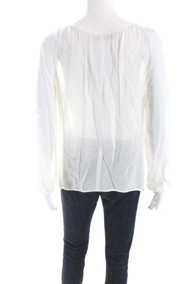 Blusa Top Yoana Baraschi Mujer Bordada Manga Larga Ojo de Cerradura Blanca Mediana Foto 3 de 4