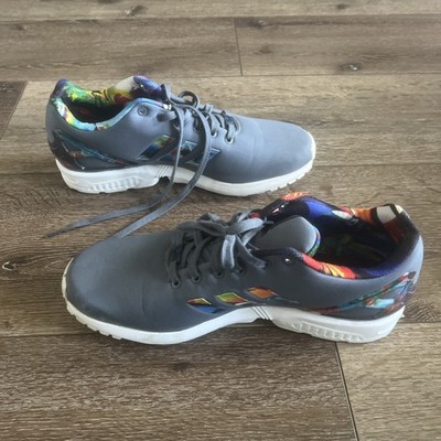 Adidas ZX Flux Shoes Mens Size 11 1/2 Gray Multicolor Torsion Athletic Sneakers 