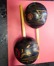 Etched Peruvian Maracas Pair 2 Hand Percussion Shaker Set