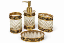 Gold Bronze Bath Set 4PC Soap Dispenser & dish  Toothbrush Holder Tumbler
