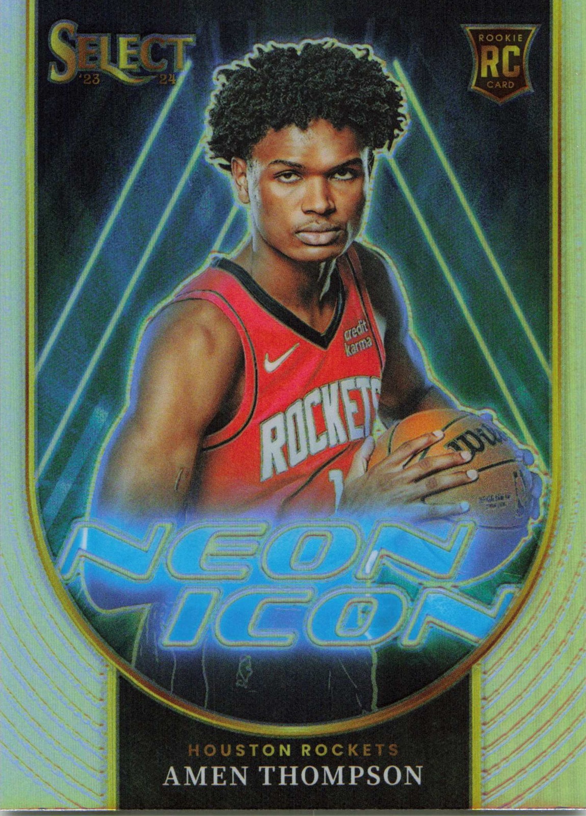 2023-24 Panini Select #20 Amen Thompson Neon Icon Silver Prizms