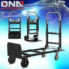 2-IN-1 660lbs Heavy Duty Aluminum Steel Folding Hand Truck Luggage Trolley Cart