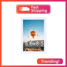 JCJMY 5.5x8.5 Picture Frame White for Wall Hanging or Tabletop, Wall Mounting Ho