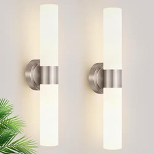 2.76 In. 2-Light Silver Modern Industrial Smart Home Enabled Wall Sconce with Mi
