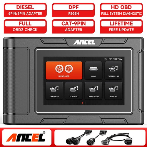 Commercial Heavy Duty Truck Scanner OBD2 DPF Regen for Komatsu,John Deere,Kubota - Foto 1 di 16