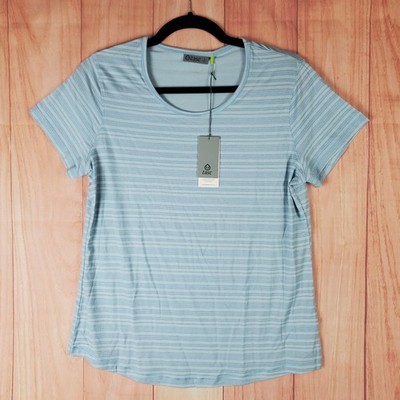 Tasc Performance T Shirt Women Large Blue Tech Dot Stretch Energy Fitted T