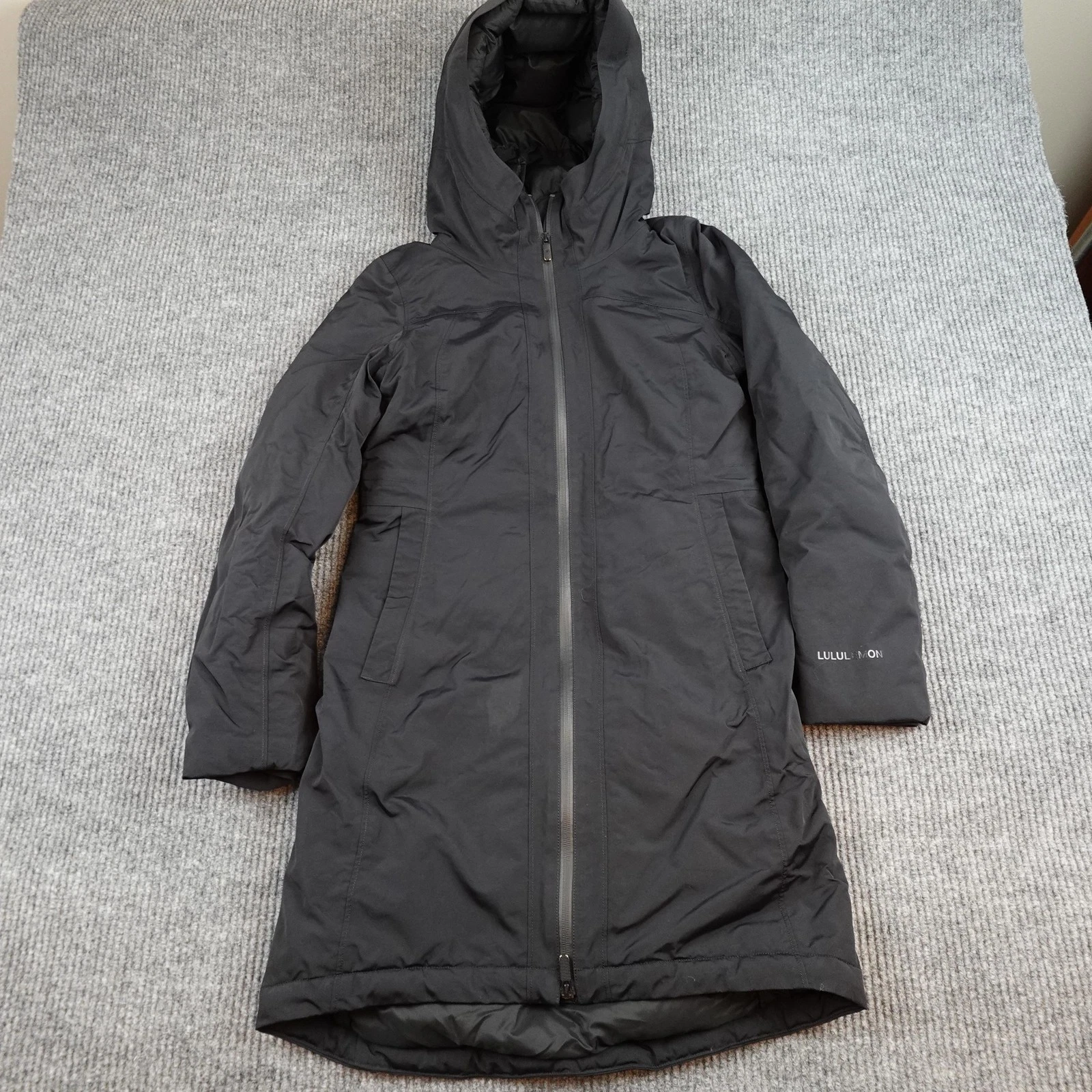 Lululemon Snow Warrior Parka Coat Womens 2 Black Hooded Long Puffer Full Zip