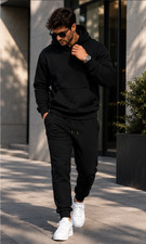 Men's Tracksuit Hoodie Joggers Set Polycotton Loungewear Gym Casual UK