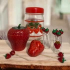 Vtg Lot of Strawberry Decor Canister Hors D'oeuvres Picks 4"Hazel Atlas Jam Jar