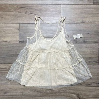 American Eagle Outfitters Womens Two Layer Tank Top Size Medium Light Tan
