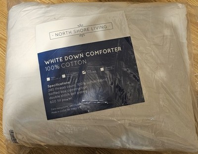 North Shore Living White Down Comforter 100% Cotton King 102''x86''
