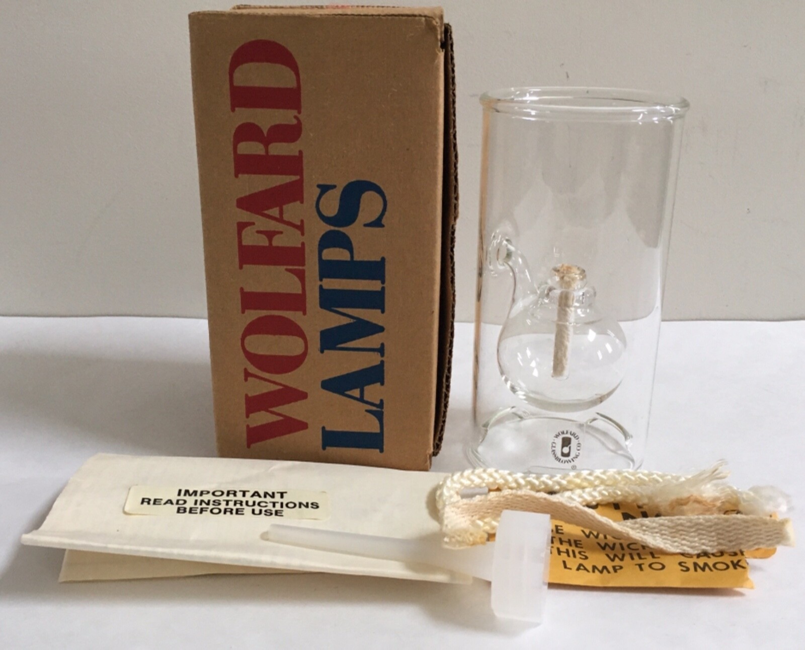 Vintage Wolfard Glass Hand Blown Oil Lamp Grelly USA