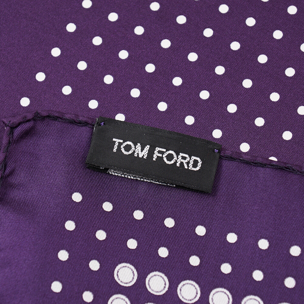 New $180 TOM FORD Royal Purple and White Dot Print Silk