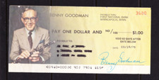 KAPPYS 1975 BENNY GOODMAN PROMOTIONAL CHECK Z367
