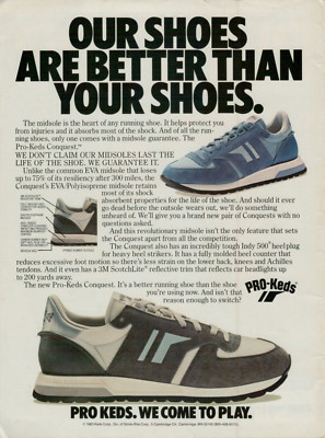 1983 Pro Keds Running Shoes Conquest Indy 500 Heel Photo Vintage Color Print Ad