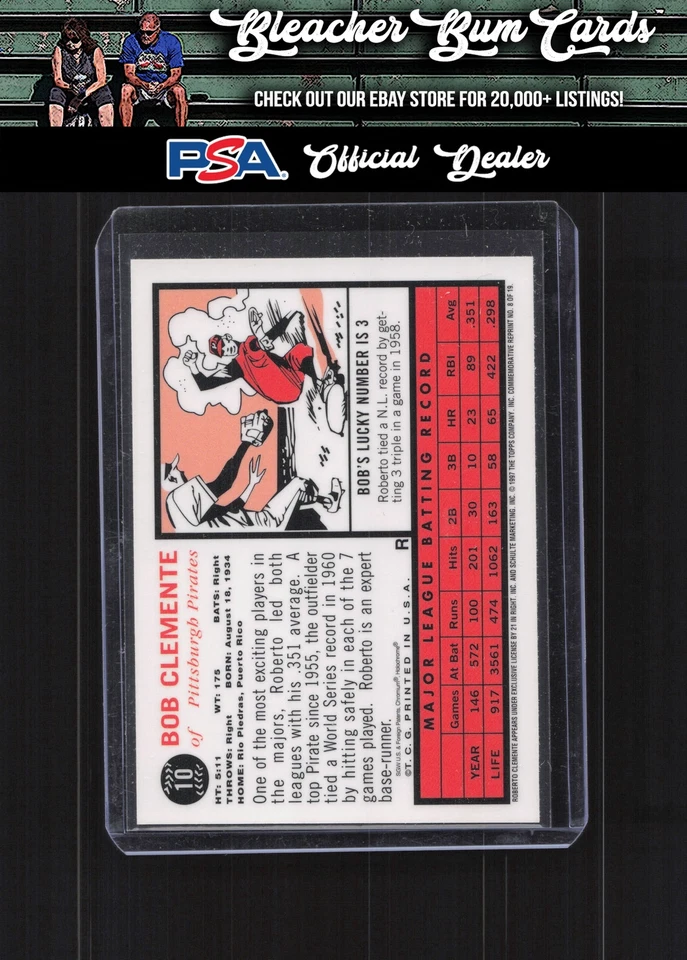 1998 Topps 8 Bob Clemente Roberto Clemente Commemorative Reprint Refractor - Image 2 of 2