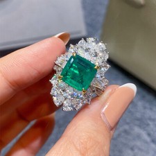 New Arrival Mix Color Square Green Citrine Topaz Gems Women Jewelry Gifts Rings