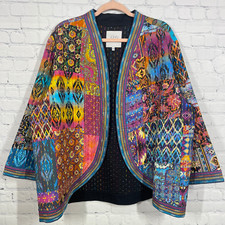 John Mark Jacket Plus 2x Multicolor Patchwork Floral Kimono Boho Open Front