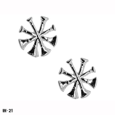 PAIR Silver Tone Fire Department Deputy Chief Pins ~ 4 Horns ~ Bugles Gemsco NEW