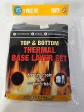 Polar Extreme Youth Extra Small Size 6/7 Black 2 Piece Thermal Base Layer Set